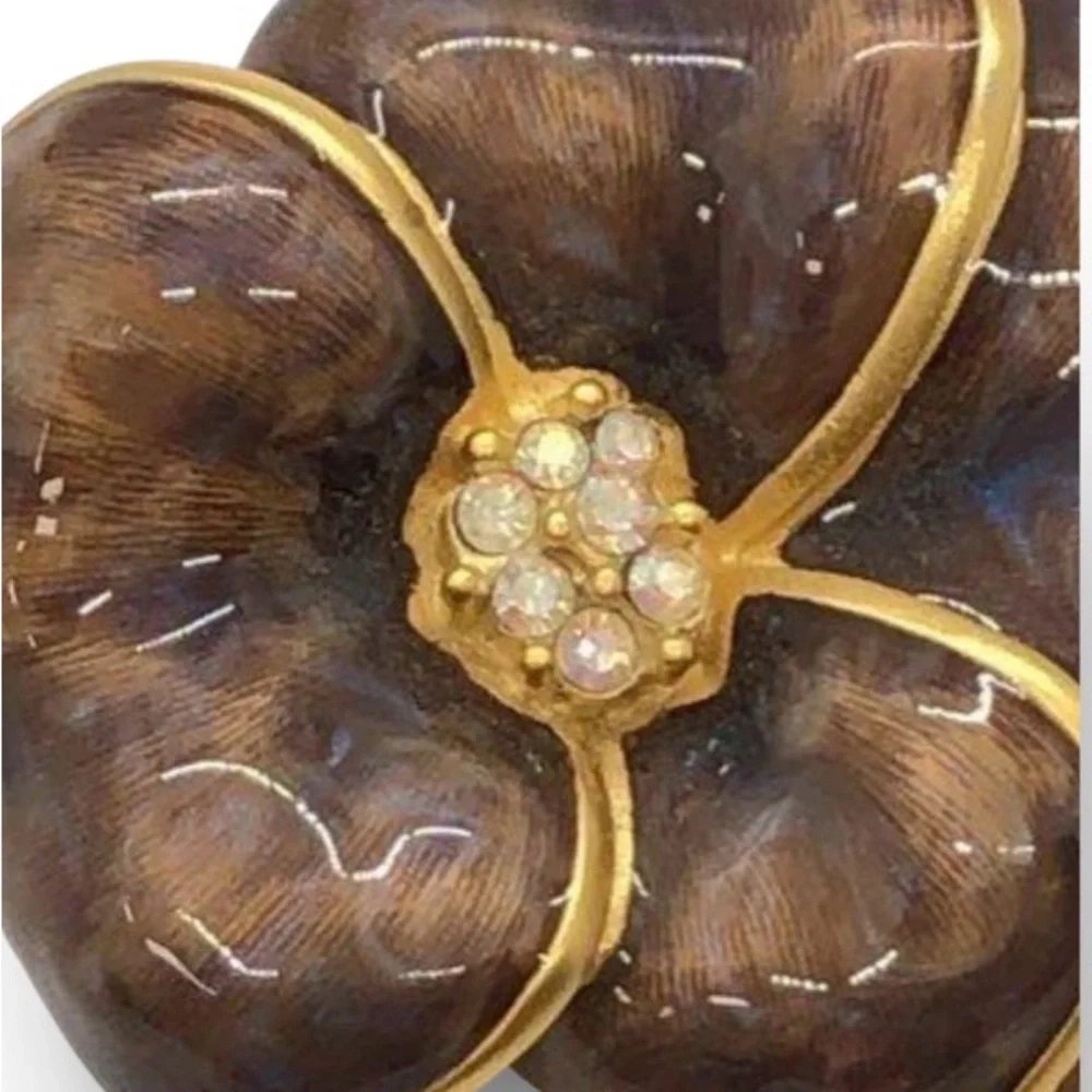 Bob Mackie Vintage brown enamel floral brooch